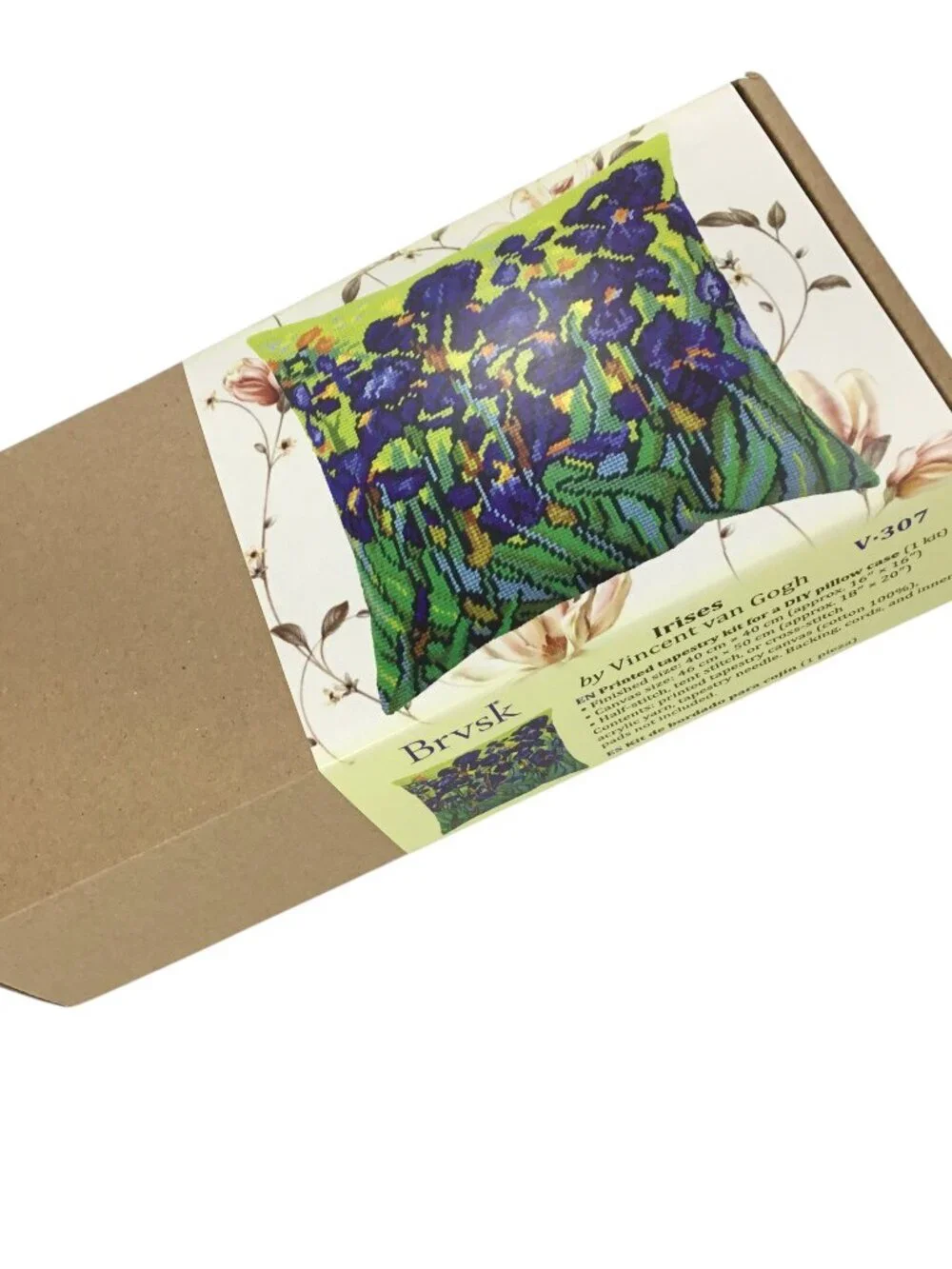 Needlepoint Kit Iris Irses Van Gogh Pillow V-307 Brvsk NIP Printed Canvas 16